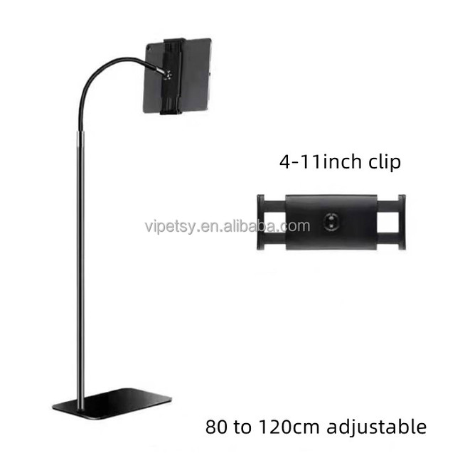 Square Bottom Waterproof Flexible Floor Mobile Phone & Tablet Stand with Adjustable Height for Live Streaming Desk Bed Use