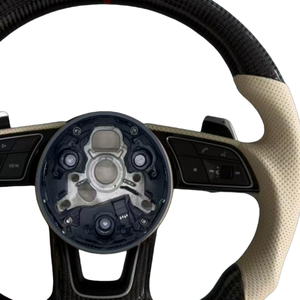 Volant de direction en cuir perforé en fibre de carbone de haute qualité et de fabrication raffinée pour <span class=keywords><strong>Audi</strong></span> S3 8V S4 S5 B9 RS3 RS4 RS5 - Product Image 4