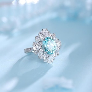 Anillo de Boda Personalizado de Oro Blanco de 14K/18K con Baño de Rodio y Gema de Paraiba de Corte Ovalado para Mujer, Joyería Fina - Product Image 4