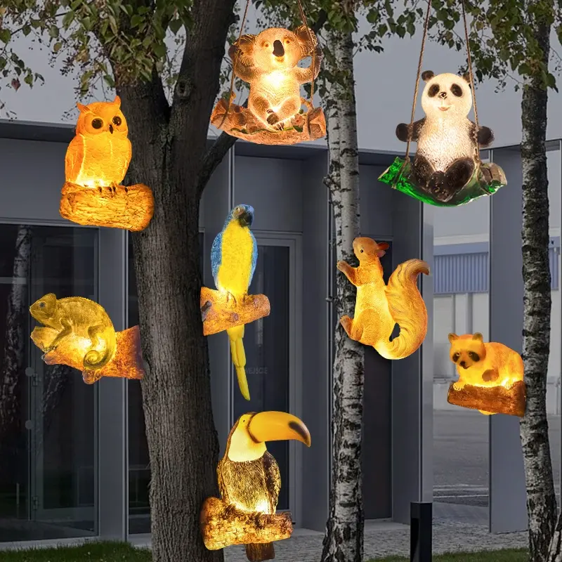 Großhandels preis Landschaft Park Lampe Outdoor Garten Wasserdicht Solar Dekorative Hängende Baum Wand montage Tier Lichter