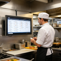 Monitor Táctil KDS Personalizado al por Mayor de 15.6/18.5/21.5/23.8 Pulgadas, IP65 Resistente al Agua y al Calor, Sistema de Visualización de Pedidos para Cocina