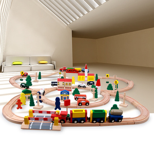Yüksek miktar 100 adet ahşap tren setleri erken eğitici oyuncak yarış araba trafik araçları oyuncak oyuncak yuvası çocuklar için - Product Image 3