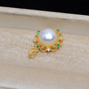 Colgante de Encaje Floral de Plata S925 Vintage con Perla de Imitación de 10.3mm, Bandeja Vacía Semiterminada para DIY JG5300 - Product Image 3