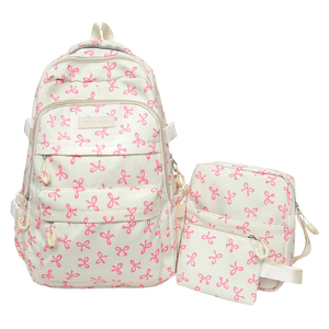 Mochila Personalizada de Moda para Estudiantes, Impermeable, de Nailon, con Lazo, Gran Capacidad, Cierre de Cremallera - Product Image 1