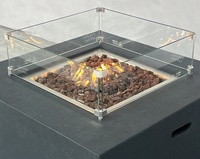 Table de foyer carrée en béton gris naturel pour extérieur, 35,8 pouces, 65 000 BTU, au propane, durable et élégante