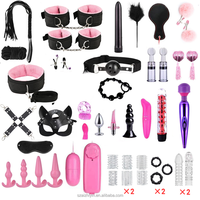 Ensemble de jouets érotiques pour adultes rose, équipement de bondage BDSM comprenant des menottes, des pinces pour les tétons, une masque pour les couples