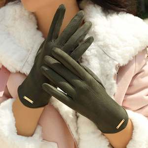 Nouveaux gants d'hiver pour femmes, unis, à doigts entiers, chauds, version coréenne, mignons, en daim - Product Image 4