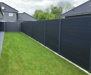 Clôture moderne en aluminium WPC <span class=keywords><strong>anthracite</strong></span> Accessoires de jardin personnalisés Clôture de sécurité extérieure en bois et plastique à lattes - Product Image 4