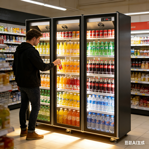 Réfrigérateur Vitrine Commercial YINZHENG à 3 Portes, Refroidissement par Air, Anti-buée, Porte en Verre Personnalisée, pour Boissons, Équipement de Réfrigération - Product Image 1