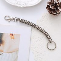 Porte-clés spirale rétractable avec mousqueton et anneau fendu, cordon anti-perte pour poignet, accessoires