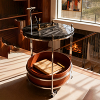 Meubles de salon modernes de luxe Table basse mobile en marbre avec roues Table d'appoint en marbre pour usage domestique