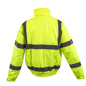 Chaqueta DE TRABAJO amarilla de alta visibilidad de poliéster 100%, ropa de trabajo Bomber de seguridad de alta visibilidad Unisex, uniformes térmicos impermeables para hombres y mujeres - Product Image 2