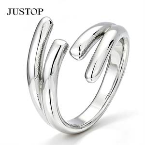 304 316 JUSTOP Geometric Silver Plated <b>Ring</b> Unisex Modern Fashion Jewelry Daily Wear - Product Image 1
