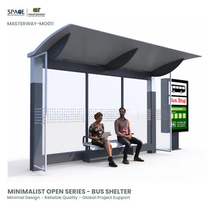 Refugio de autobús inteligente de diseño moderno con cajas de luz publicitarias Información de construcción para parada de autobús de espera de pasajeros - Product Image 1