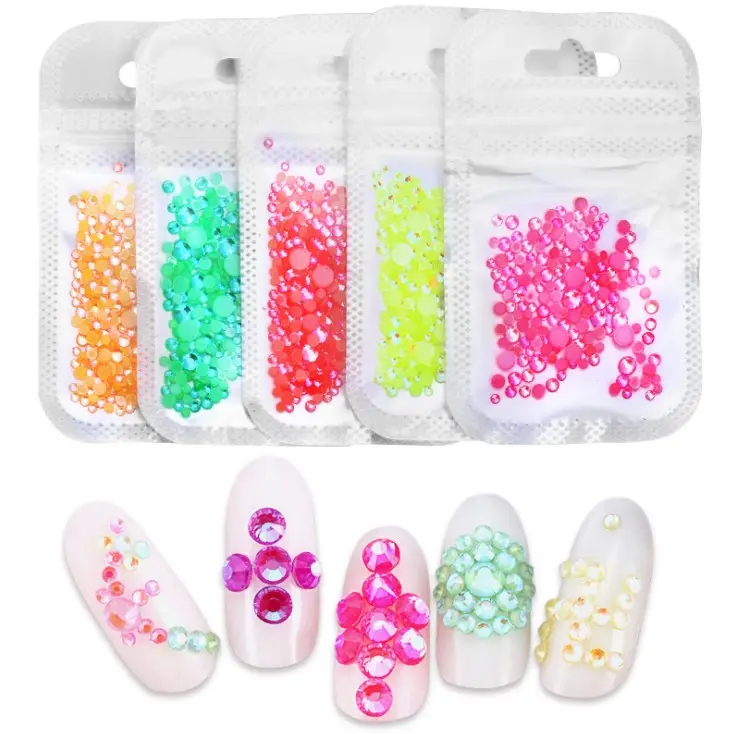 1 set Multi Shape Crystal Fluorescence Nail Art Rhinestones Decorations Stone Glitter 3D Manicure Decoration Accessory Tool