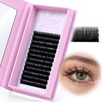 Extensions de cils ondulés en laine PBT coréenne EMEDA, style nouille personnalisé, effet vison, fournitures en gros pour extensions de cils