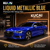 Film Vinyle Brillant KUCAI pour Covering Automobile, Matériau PET, Film Changeant de Couleur, Auto-adhésif avec Technologie Air Release, Film de Styling pour Véhicules, Bleu