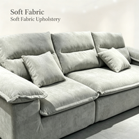 Canapé modulaire moderne en tissu gris 3 places, avec dossier inclinable rembourré large, coussins d'assise épais et grands accoudoirs