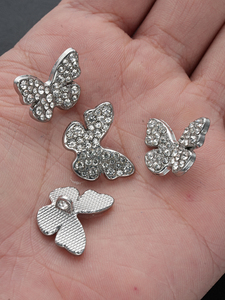 Hình bướm Hợp kim kẽm <span class=keywords><strong>Shank</strong></span> nút <span class=keywords><strong>25mm</strong></span> <span class=keywords><strong>Shank</strong></span> với lấp lánh Rhinestone embellishments cho quần áo trang trí - Product Image 5