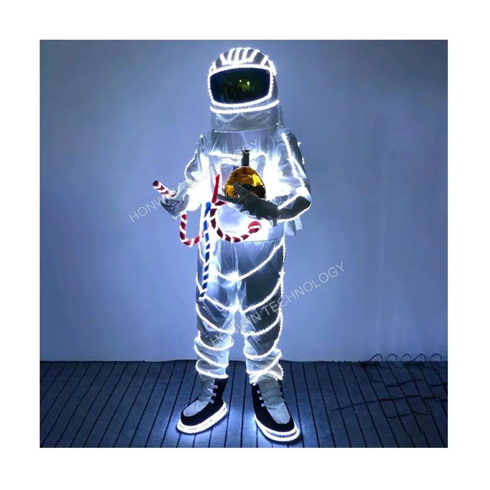 Fato espacial luminoso Natal Carnaval Halloween Iluminação LED Terno Espacial Traje Para Masquerade Party Club Cosplay Astronauta cos
