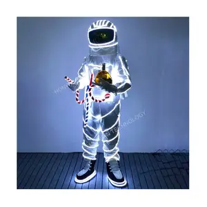 بدلة فضاء مضيئة عيد الميلاد كرنفال هالوين أدى الإضاءة بدلة الفضاء زي حفلة تنكرية نادي تأثيري رائد الفضاء كوس