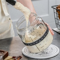 Kit de fermentation pour levain en verre avec couvercle en bois, spatule en silicone et thermomètre