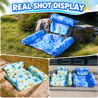 Fauteuil flottant gonflable pour piscine, hamac aquatique recouvert de tissu avec dossier, chaise longue flottante portable pour piscine, plage, été