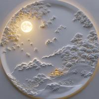 Peinture murale en fibre de verre faite à la main pour intérieur et extérieur Relief floral