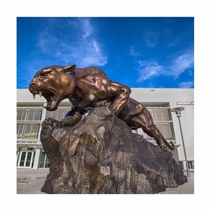 รูปปั้นทองสัมฤทธิ์โบราณรูปปั้นเสือดำตกแต่งกลางแจ้งที่ทันสมัย - Product Image 6