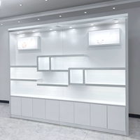 Vitrine de présentation de parfums sur pied, design moderne, portable, pliable, légère, éclairage LED, bois MDF, couleur personnalisée
