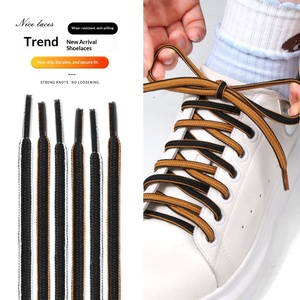 Lacets ronds unisexes de 6 mm, modèle bicolore contrastant en polyester, lacets pour pantalon, randonnée en plein air, sports, basketball, <span class=keywords><strong>noir</strong></span> et blanc - Product Image 1