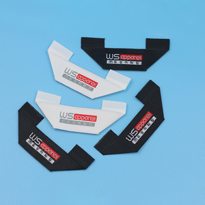 Etiquetas de poliéster tejidas de alta densidad, etiquetas personalizadas, logotipo de marca de Metal suave sostenible para ropa, cuello doblado final - Product Image 3