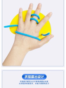 อุปกรณ์ช่วยฝึกว่ายน้ำแบบมือถือ ยี่ห้อซินยี่ซวน สีเหลือง-น้ำเงิน ดีไซน์แบบนิ้วมือ สำหรับฝึกว่ายน้ำแบบเตะขาและฟรีสไตล์ - Product Image 1