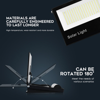 Projecteur LED Solaire Extérieur Noir avec Détecteur de Mouvement, Recharge par Panneau Solaire, Batterie Intégrée et Télécommande