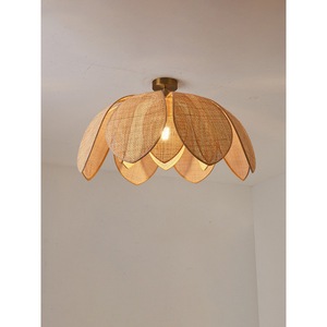 โคมไฟระย้ารูปกลีบดอกไม้หวายทอมือ E27 LED ทรงกลมสำหรับห้องนั่งเล่นห้องนอนร้านอาหารเกสต์เฮาส์ - Product Image 1