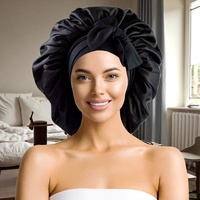 Bonnet de cheveux en Satin de soie de couleur unie pour femmes de haute qualité de grande taille avec cravate quatre saisons bonnet de couchage