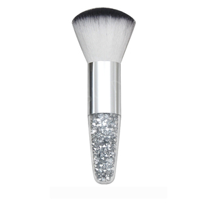 Brosse à poussière pour ongles en poils synthétiques, manche diamanté argenté, poils blancs doux, brosse de nettoyage pour manucure, salon de beauté, brosse à dépoussiérer pour nail art - Product Image 2