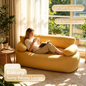 Automatic Built-In Air Pump Foldable Portable Minimalist Tufted <strong>Inflatable</strong> One Seat <strong>Corner</strong> Lounger <strong>Sofa</strong> for Villa Hospital Use - Product Image 2