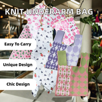Musim gugur musim dingin wanita kasual lipat tahan lama Polyester Crochet Tote kisi pola bunga penutupan terbuka dekorasi bordir