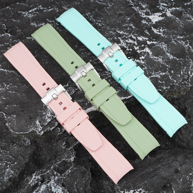 Popular 20mm 22mm Diving Waterproof Bracelet Silicone Wrist Bands Belts Curved End Rubber Watch Strap for MoonSwatch