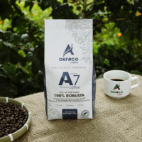 Haute demande Goût amer Grains de café torréfiés de haute qualité Haricots torréfiés A7 - 500g 100% Robusta Torréfaction moyenne