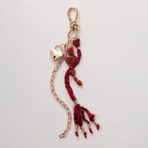 แฟชั่นพู่ห้อยยาวกระเป๋ารูปหัวใจพวงกุญแจลูกปัดเชือกโซ่แนววินเทจสำหรับลูกสาวของฉัน - Product Image 5