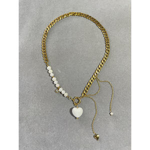 Nische Design Sense Micro Diamond Sun Anhänger Natürliche Perle Kupfer Vergoldete Kette Perlenkette Edelstahl - Product Image 4