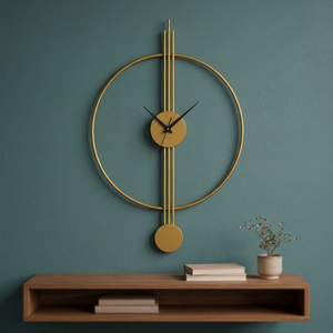 Minimalist Gold Plated Round Wall <b>Clock</b> Quartz Analog Silent Hanging Design for Living Room - Product Image 4