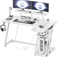 Bureau de jeu ergonomique moderne personnalisé en métal, réglable en hauteur, avec éclairage LED, en acier inoxydable, facile à assembler