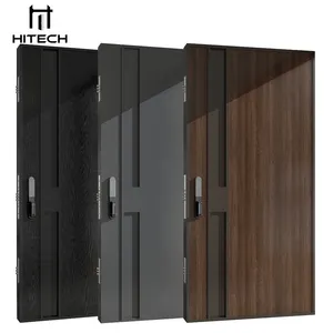 Hitech 36X80 Eksterior Kayu Pivot Pintu Depan Mewah Tahan Air Desain Pintu Kayu Modern Sisi Kiri Pintu Masuk Eksterior