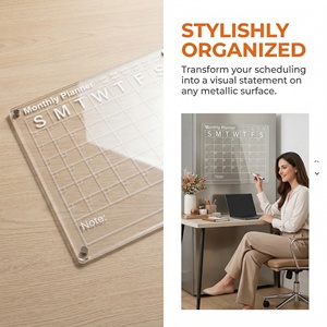Calendrier magnétique en acrylique pour réfrigérateur, transparent, lavable, durable, personnalisé, grande taille, Art Déco - Product Image 1