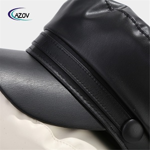 قبعة كحلي جلدية عالية الجودة ، قبعة مثمنة من الأعلى مسطحة ، قبعة رسام فنية عتيقة ، قبعة بسيطة للصبيان - Product Image 4