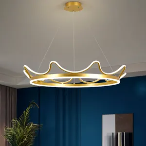 Baby Kids Girl Bedroom Decor Crown Chandelier Modern Hanging Light For Living Room Decoration Indoor Lighting Nordic Style Lamp