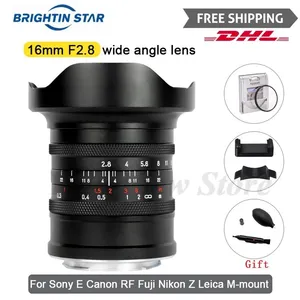 Brightin yıldız 16mm F2.8 tam çerçeve geniş açı lens manuel odaklı Sony E için Canon RF Fuji leica M Nikon Z dağı aynasız